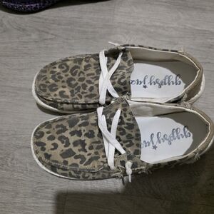 Gypsy Jazz Kids Leopard Print Slip-On Sneakers with White Laces